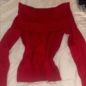 Refuge Scarlet Off-Shoulder Sweater